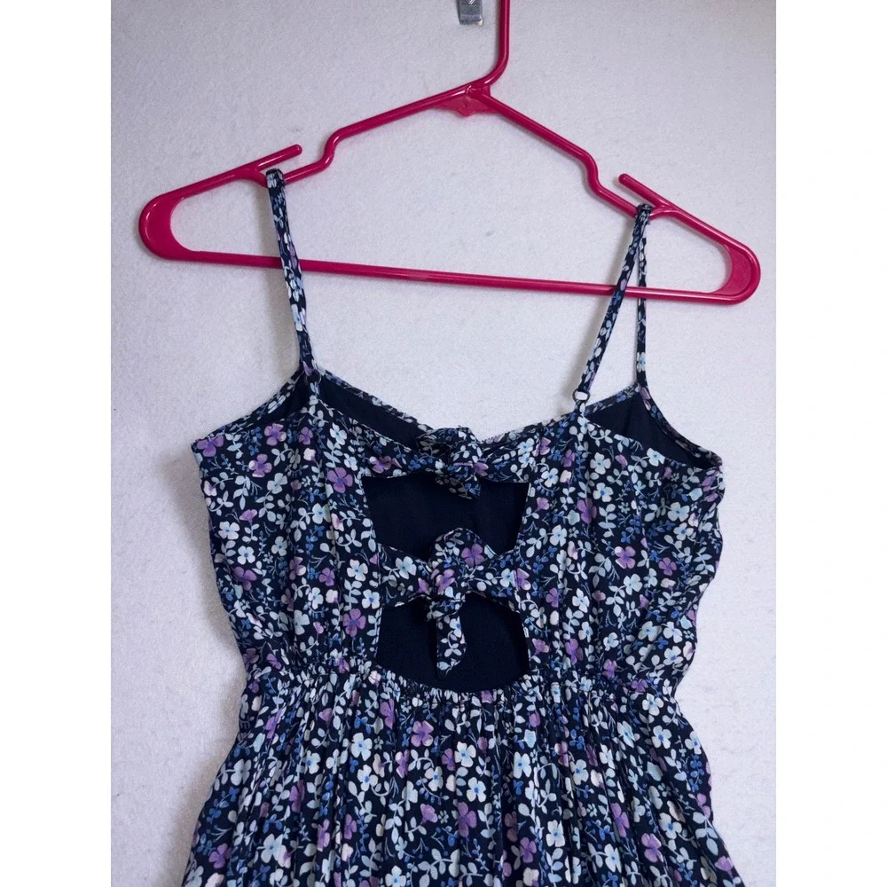 Abercrombie & Fitch Floral Maxi Dress Blue Purple Tie Back Cutout Small
